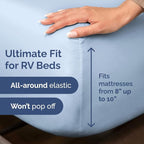 RV Short Queen Sheet Set 60 X 75 - 4 Piece RV Short Queen Bed Sheets - Soft, Breathable and Cooling - Designed for Bunks, Trailers & Campers - Fits 8” to 12" Mattress - Hotel Luxury Bedding - Sky Blue