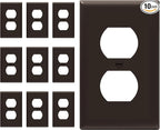 ENERLITES Duplex Receptacle Outlet Wall Plate, Gloss Finish, Size 1-Gang 4.50" x 2.76", Unbreakable Polycarbonate Thermoplastic, UL Listed, 8821-BR-10PCS, Brown (10 Pack)