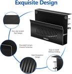 Litwaro Desk Side Storage, No Drill Laptop Holder with Magnetic Pen Holder, Clamp on Laptop Mount with Sticky Headphone Stand, Hanging Organizer for Office, Fits Flat Table Edge 0.4" to 2" (Black) | No Drill, Magnetic Pen Holder, Fits Flat Table Edge