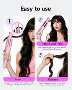 TSUYAGLA Automatic Curling Iron,1 1/4 Hair Curler with 3 Temperatures, 10S Fast Heating, 2-Way Rotation, 30 Min Auto Shut-Off, 500 Million Ionic, Anti-Scald-Tangle for Long Hair