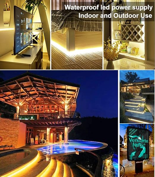 LLTOP LED Driver 60 Watts Waterproof IP67 Power Supply AC100-264V to 12V DC 5A Low Voltage Transformer Ultra Thin Adapter for Outdoor LED Lights, Computer Project