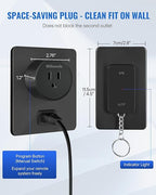 Black Remote Control Outlet, WILAWELS Wireless Light Switch with Magnetic Base, On Off Remote Outlet Switch for Lamps, Appliance, 100ft RF Range, 15A/1875W, Pre-Programmed, FCC Listed H09RC1106