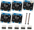 JAMHER 1.3 Inch I2C IIC OLED Display Module 128x64 Pixel Mini Self-Luminous Display Screen Board for Arduino Projects Raspberry Pi with Wire(5Pack White)