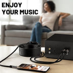 Kxable 3.5mm to RCA Cable 100FT, 2 Male RCA to Aux Stereo Audio Adapter, Hi-Fi Sound Auxiliary Y Splitter Cord, Shielded 1/8 to 2RCA Cable for Headphone, MP3, Tablet, Speaker, HDTV, Phone and More