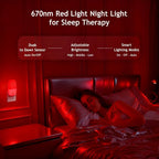 670nm Red Light Night Light for Sleep Therapy, 2 Pack Auto On/Off Dimmable Night Light with Dusk to Dawn Sensor, LED Night Lights Plug into Wall Promote Melatonin Natural Sleep for Baby Kid Adult Room