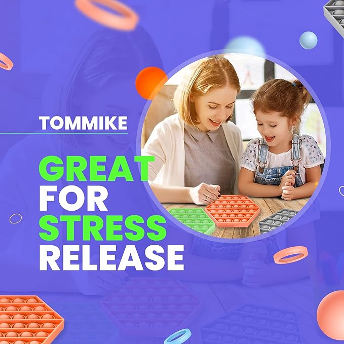 TOMMIKE Hexagon Push Pop Fidget Toy Bubble Sensory for Anxiety & Stress Relief Special Needs Autism Learning Office School Game Crafts Kids Adults (3-Pack)