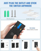 Black Remote Control Outlet Plug, WILAWELS Wireless Light Switch, On Off Remote Switch Outlet for Lights, Lamps, Home Appliance, 100ft RF Range, No Wiring, FCC Listed H05RC1106
