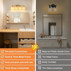 Shenmoyl Bathroom Light Fixtures, 4-Light Brass Vanity Wall Light Over Mirror with White Tulip Glass Shade for Bedroom Living Room (Bulb Not Included)