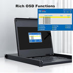 Rack Mount KVM w/17.3" LCD Monitor, MT-VIKI 8 Port HDMI KVM Switch 1920x1080@60Hz for 1U 19" Rack Support OSD Menu/Hotkey+ 8 KVM Cables + Keyboard + Touchpad+ Drawer