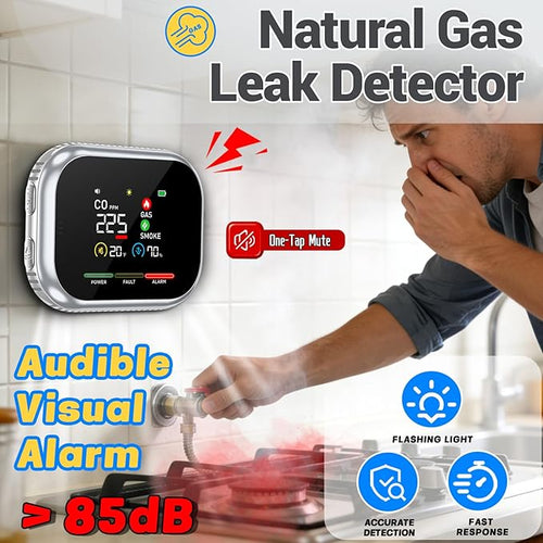 6 in 1 Plug in Smoke and Carbon Monoxide Detector Combo, Portable Smoke, Gas & CO Detector with Battery Operated, Temp, Humidity - Smoke Alarm Carbon Monoxide Natural Gas Leak Detector for Home, RV