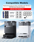 T50 PRO Omni Accessories, 27pcs Replacement Parts Kit for ECOVACS DEEBOT T50 Omni/T50 PRO Omni, Accessory Set with 1 Main Brush, 6 Side Brushes, 8 Mop Pads, 4 HEPA Filters, 6 Dust Bags & Bucket Brush
