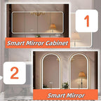Bathroom Vanity with Double Sinks - LED Smart Defogging Mirror & Equipped with Tissue Hole | Modern Double Sink Bathroom Cabinet, 2 Drawers & Wavy Panel, Dark Blue (Mirror, 76IN)