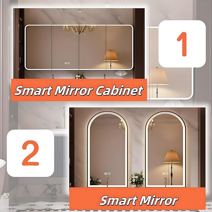 Bathroom Vanity with Double Sinks - LED Smart Defogging Mirror & Equipped with Tissue Hole | Modern Double Sink Bathroom Cabinet, 2 Drawers & Wavy Panel, Dark Blue (Mirror, 56IN)
