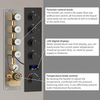 KATAIS Oil Rubbed Bronze Digital Display Shower System with 12 inch Ceiling Mounted Shower Head and Wall Mounted Two Shower Head(8 inch), with Handheld Shower