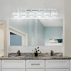 FDPBY Vanity Lights 6-Light Modern Crystal Vanity Light Chrome Bathroom Light Fixtures Over Mirror Crystal Bathroom Vanity Lighting Fixtures