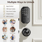 VCHOO Keyless Entry Door Lock Set WiFi Smart App Control Door Lock for Front Door Keypad Deadbolt with 2 Knobs Auto Lock One Time Codes Easy Install, Black