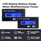 Golf Cart Battery Voltage Meter with Bracket, DC 12V 24V 36V 48V 60V 72V 84V Car Motorcycle Battery Capacity Indicator Monitor Gauge Digital Voltmeter Blue Testers for Acid&Lithium ion Meters