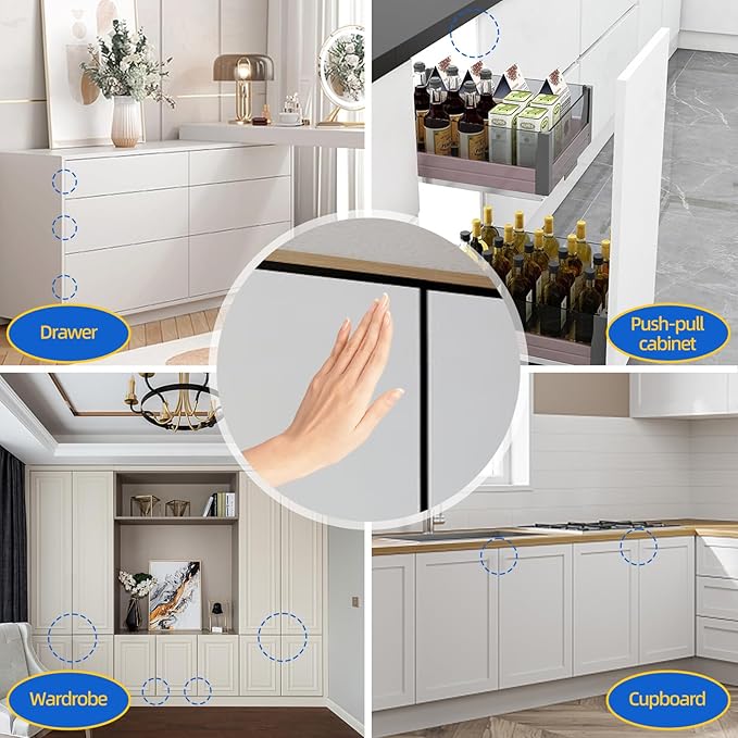 Magnetic Push Latch Heavy Duty Jiayi Push to Open Cabinet Hardware Magnetic Touch Latches for Large Door Push Release Latches Kitchen Drawer Push Catch Press Out Latch (White, 2 Pack)