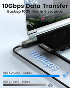 GeoHN.G USB A to USB C Fiber Optic Extension Cable 15M/50FT, Right Angle USB 3.2 10Gbps Long Distance Active Optical USB C Cable for VR/AR, Quest2, Webcam, Camera, Mini PC and More