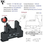 6 Pcs 24VAC Relay Electromagnetic Power Relay 12 Amp 5Pins SPDT 1NO 1NC with Test Button, Indicator Light Module and Socket Base