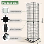 Brobear Triangular Gridwall Panel Display Stand with Base and Casters, 360-degree rotation Wire Wall Grid 24"x68" Rolling Grid Wall Tower for Retail, Trade Show, Vendor Events and Home Organization