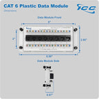 ICC CAT6 Ethernet Data Module, 8 Ports, UL Listed & PoE++ Rated, High-Performance Network Interface, Quick Push-Pin Mount, Fits 9", 14", and 28" Structured Wiring Enclosures, Deluxe Series