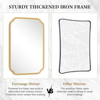 Gold Bathroom Vanity Mirror for Wall 24" x 36" Modern Rounded Rectangle Mirror with Metal Framed Mirrors for Over Sink Wall Decorative (Horizontal/Vertical)