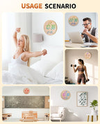 GLOKUUCA 12" Large Digital Wall Mount Clock, Count Down Timer, Alarm, Big LED, 12 RGB Color, Temperature for Living Room Classroom Desk (Bamboo Elements)