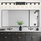 DIKAIDA 10 Light Bathroom Vanity Lights Over Mirror, 65.4inch Black Vanity Lights Fixtures Matte Black Modern Vanity Lights Black Bathroom Wall Lighting for Mirror Bedroom,Living Room