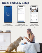 MUBVIEW Cameras for Home Security, Indoor Security Camera, 2.4/5GHz WiFi Wired Camera Ideal for Dog/Elder/Baby, Motion Tracking, Two-Way Audio, Pan Tilt, 7X24, 2K Night Vision PK320B-D