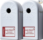 Zircon Leak Alert Water Leak Detector & Flood Sensor Alarm/Water Leak Sensor with Dual Leak Alarms 90Db Audio/Battery Powered (2 Pack) Batteries Not Included (72311) White