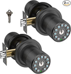 iulock Smart Door Knob with Keypad and Key,Keyless Entry Door Lock with Rubber Grip, Auto Lock,50 User Code,Waterproof, Easy to Install and Program for Bedroom (Matte Black Same Key 2 Pack)