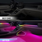 Dreamcolor Acrylic Interior Car LED Strip Light with Wireless APP Control, RGB 14-in-1 Ambient Lighting Kit with Music Sync, Dynamic Color Chasing Neon Lights for Car Interior