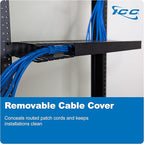 ICC 1U Finger Duct Cable Manager Panel with Cover, Plastic with Metal Back Frame, 5" Depth, Horizontal Cable Management, Rackmount for 19” Network Racks, Black, Single Pack