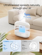 DREO Smart Humidifiers for Bedroom, Top Fill 4L Supersized Humidifier Large Room with 28 dB, 36H Runtime, Touch/APP/Voice Control, Nightlight, Cool Mist Humidifiers for Baby, Plants, Indoor, White