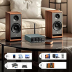 MANAYO 100w+100w Bluetooth Amplifier for Passive Speakers, Home Stereo Receiver with Treble, Bass, and Volume Control, Compatible with Cell Phones, CD Players, Turntable and Home Audio