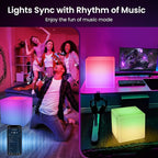 LOFTEK 12-inch Smart Cube Lights: RGBW 16 Million Colors Changing Floor Lamp with APP, Music Sync & Timer NightLights for Living Room Bedroom Game Atmosphere(Corded Electric)