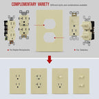 ENERLITES Screwless Duplex Wall Plates, Child Safe Receptacle Outlet Covers, Standard Size, 1-Gang 4.68"x 2.93", Unbreakable Polycarbonate Thermoplastic, UL Listed, SI8821-I-5PCS, Glossy, Ivory