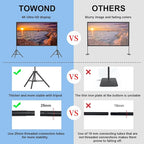 TOWOND Projector Screen with Stand,120 inches Indoor Projector Screen Outdoor Portable 16:9 4K HD Rear Front Projection Movie Screen with Carry Bag Wrinkle-Free Design for Backyard Theater