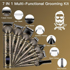 Scttomon Beard Trimmer Kit Professional Hair Clipper Zero Gapped T-Blade Electric Shaver Razor Nose Body Trimmer for Men Cordless Grooming Kit 7 in 1