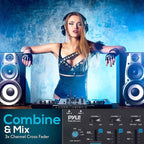 Pyle Wireless DJ Audio Mixer - 3 Channel Bluetooth Compatible DJ Controller Sound Mixer, Mic-Talkover, USB Reader, Dual RCA Phono/Line In, Microphone Input, Headphone Jack, Black - PMX8BU