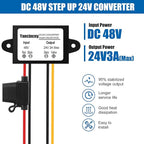 Yancincny 3A 72W 24V DC 48V Step Down to 24V Buck Transformer, 48V to 24-V Converter Regulator Power Supply Module Waterproof Voltage Converter with Fuse for Golf Cart/RVs/Monitoring System