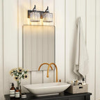 BBLLWJ Modern Bathroom Vanity Light 2-Light Black Crystal Light Fixtures Over Mirror for Bathroom Wall Sconce