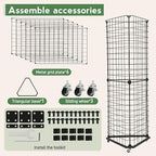 Brobear Triangular Gridwall Panel Display Stand with Base and Casters, 360-degree rotation Wire Wall Grid 24"x68" Rolling Grid Wall Tower for Retail, Trade Show, Vendor Events and Home Organization