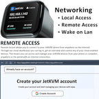 JetKVM KVM Over IP Computer Remotely Control, IP KVM Open-Source Touchscreen LCD for IP/MAC/HDMI/USB Status, KVM Switch for Home Offices & Data Center 1080p 60FPS Ultra-Low Latency