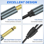 XMSJSIY 1/4" 6.35mm TS Mono Splitter 1 to 2 Audio Y Splitter Cable Adapter 6.35mm TS Male to Dual Female Mono Guitar Signal Audio Cord Gold Plaed for OFC HiFi TS Speaker Microphone Headphone-2M/6.5FT