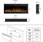 45" WiFi Electric Fireplace Inserts, Recessed and Wall Mounted Fireplace Heater W/Adjustable Flame Color & Brightness, Thermostat, 9H Timer, App and Remote Control, 750/1500W