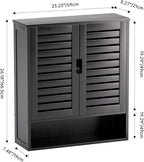 SMIBUY Bathroom Cabinet Wall Mounted, Bamboo Over-The-Toilet Storage Organizer, Space Saver Medicine Cabinet with 2 Door and Adjustable Shelves (Black)