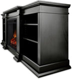 Real Flame Fresno 72" TV Stand with Electric Fireplace in Black, Entertainment Center with Electric Fireplace, Living Room TV Stand with Fireplace, fits up to 70" TV