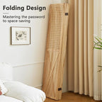 ALeesing 6 Panel Pegboard Room Divider, 5.6Ft Pegboard Display Folding Privacy Screens, Wood Room Divider Peg Board Display Freestanding for Trade Show Craft Show Home Wall Organizer, Light Brown